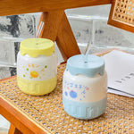 Tasse en Porcelaine avec Paille Kawaii - Jaune