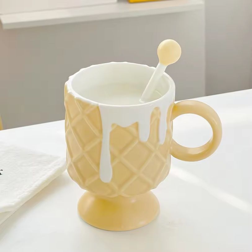 asse Kawaii Crème Glacée avec Cuillère - Marron