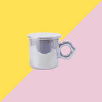 Mug avec Soucoupe Fleur - violet Nacré